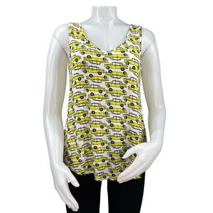 🚕Cupio Yellow Taxi Cab Print Casual V-Neck Tank Top🚕